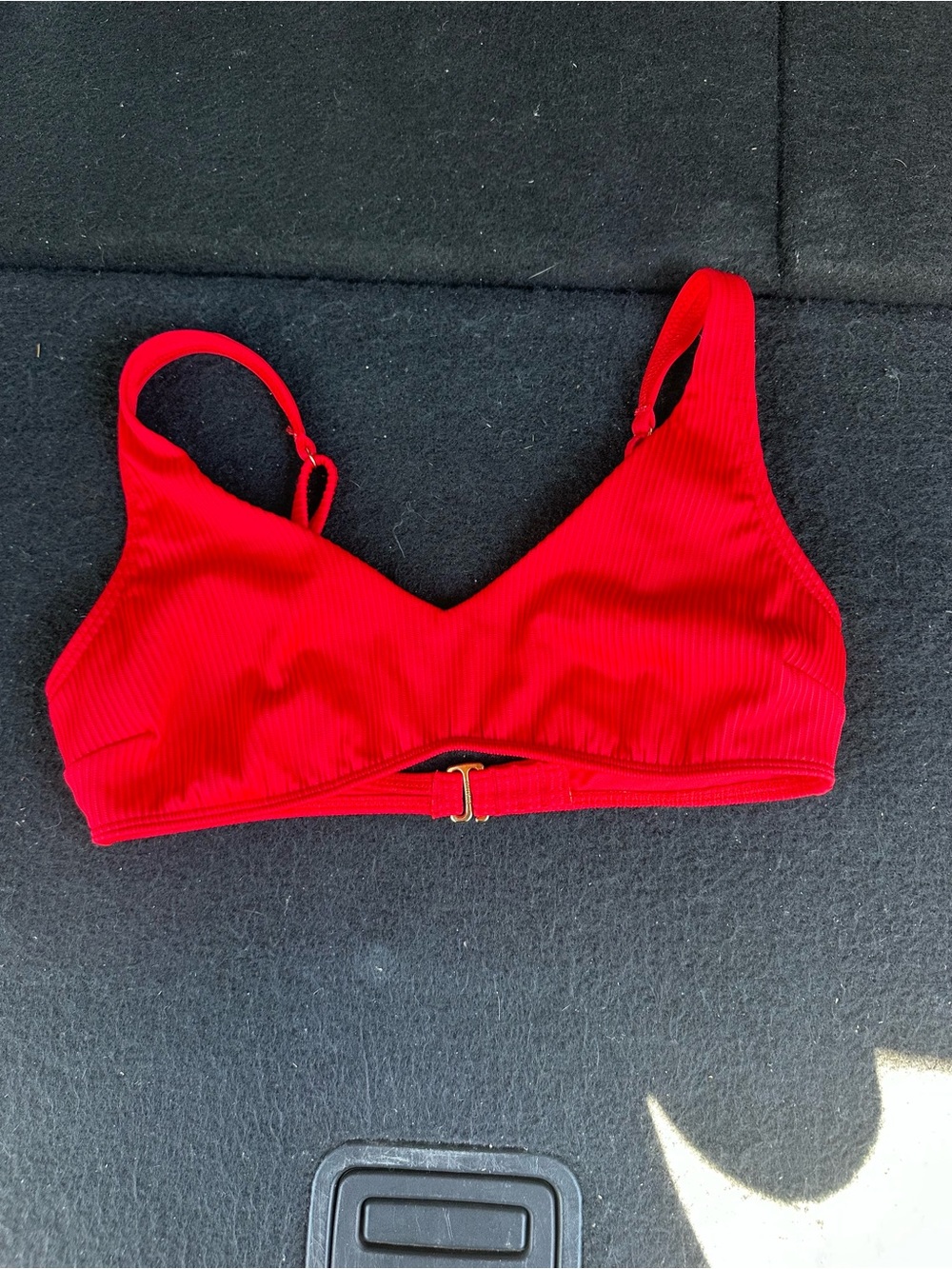 Hollister Red Ribbed Bikini Top with Front Clasp